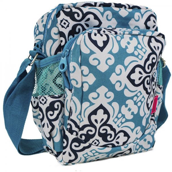 Cross Print Crossbody Messenger Bag